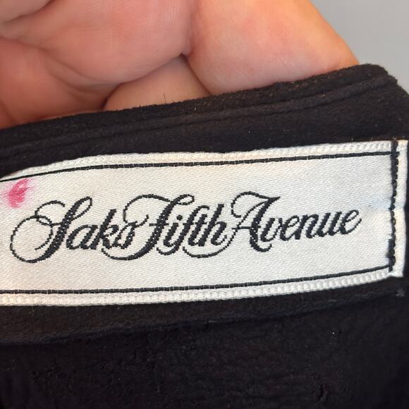 Alicia Herrera Saks Fifth Avenue Suede Leather Black Skirt ALine 4 Dark Academia - Picture 7 of 9